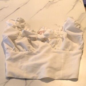Lottie Moss white crop top with bow, small.